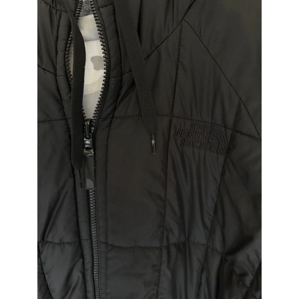 Mens L The North Face, Black, Quilted Hooded Camo Lining Zip Up